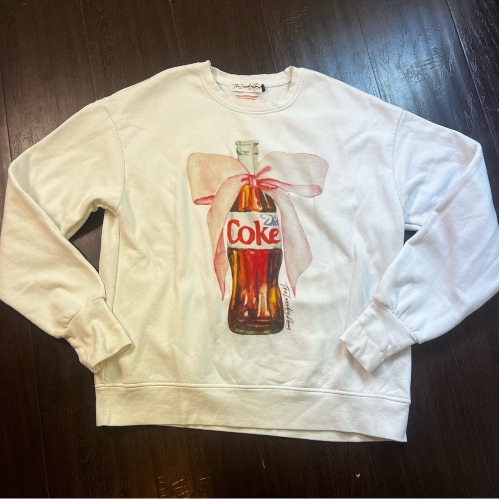 The Laundry Room Diet Coke Bow Classic Crewneck Sweatshirt in White size S